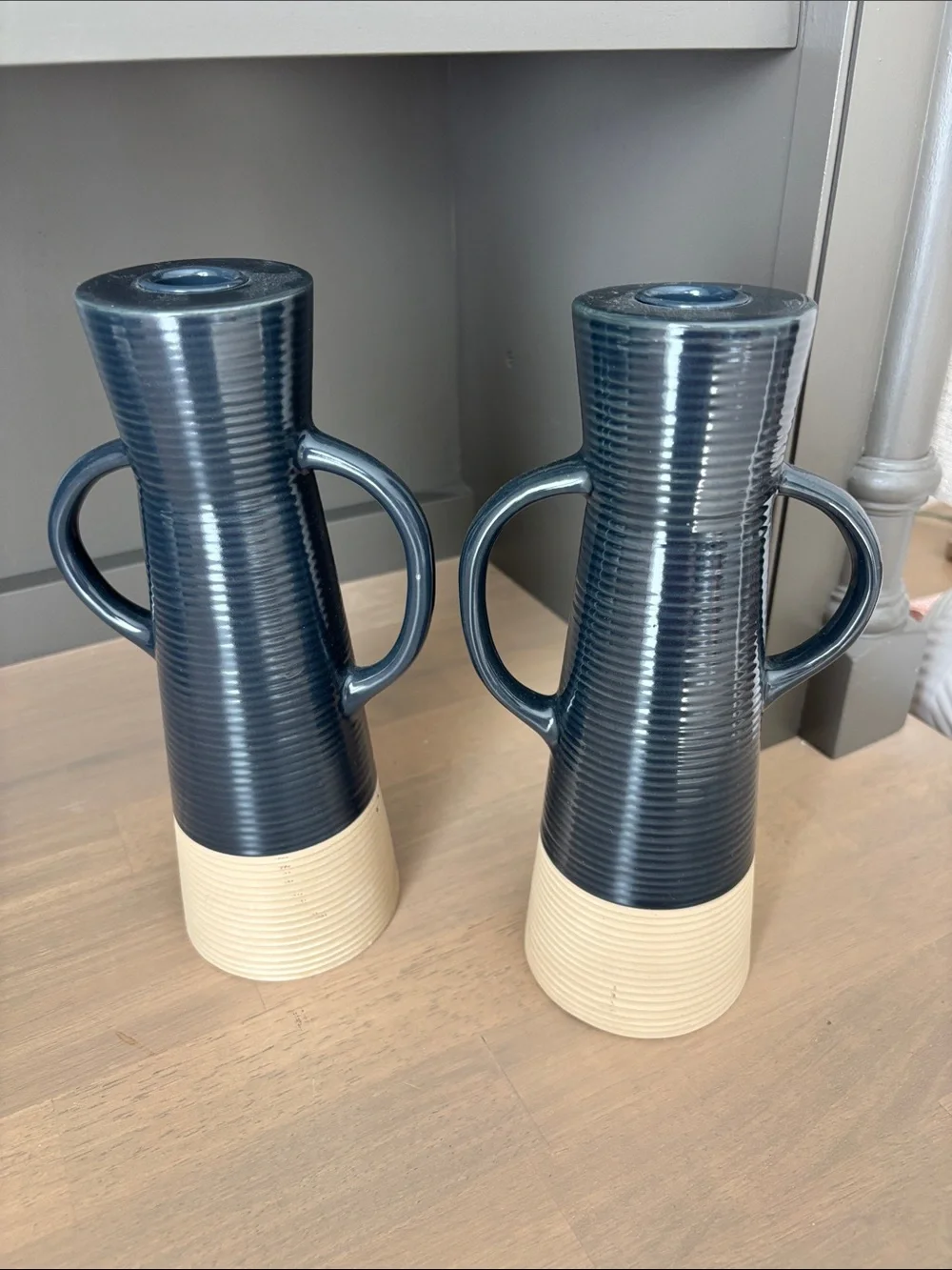 Crate & Barrel Sibely tapered candle holders 9.5”